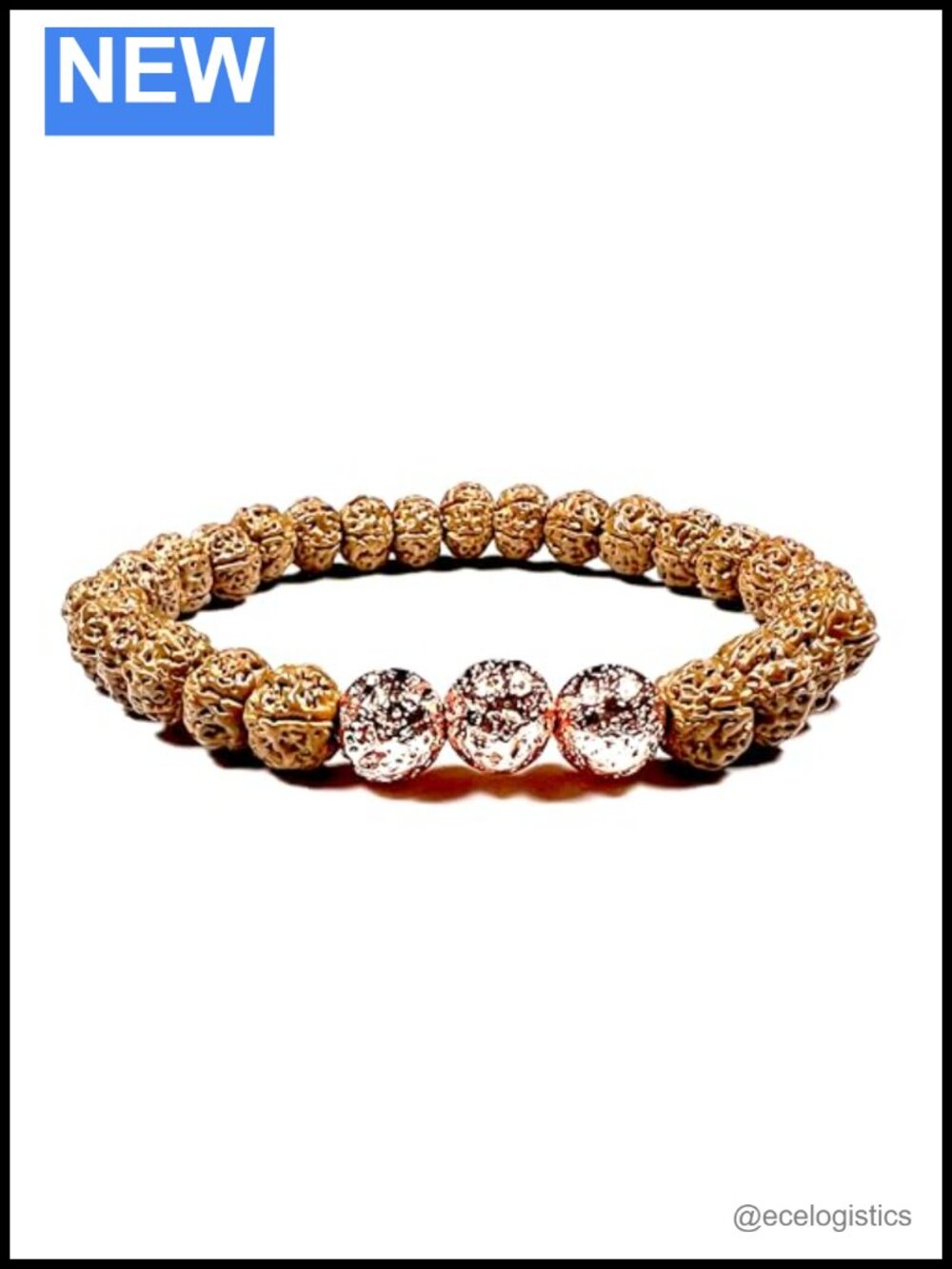 5 Mukhi Rudraksha Lava Bead Stretch Bracelet Root Chakra Balance